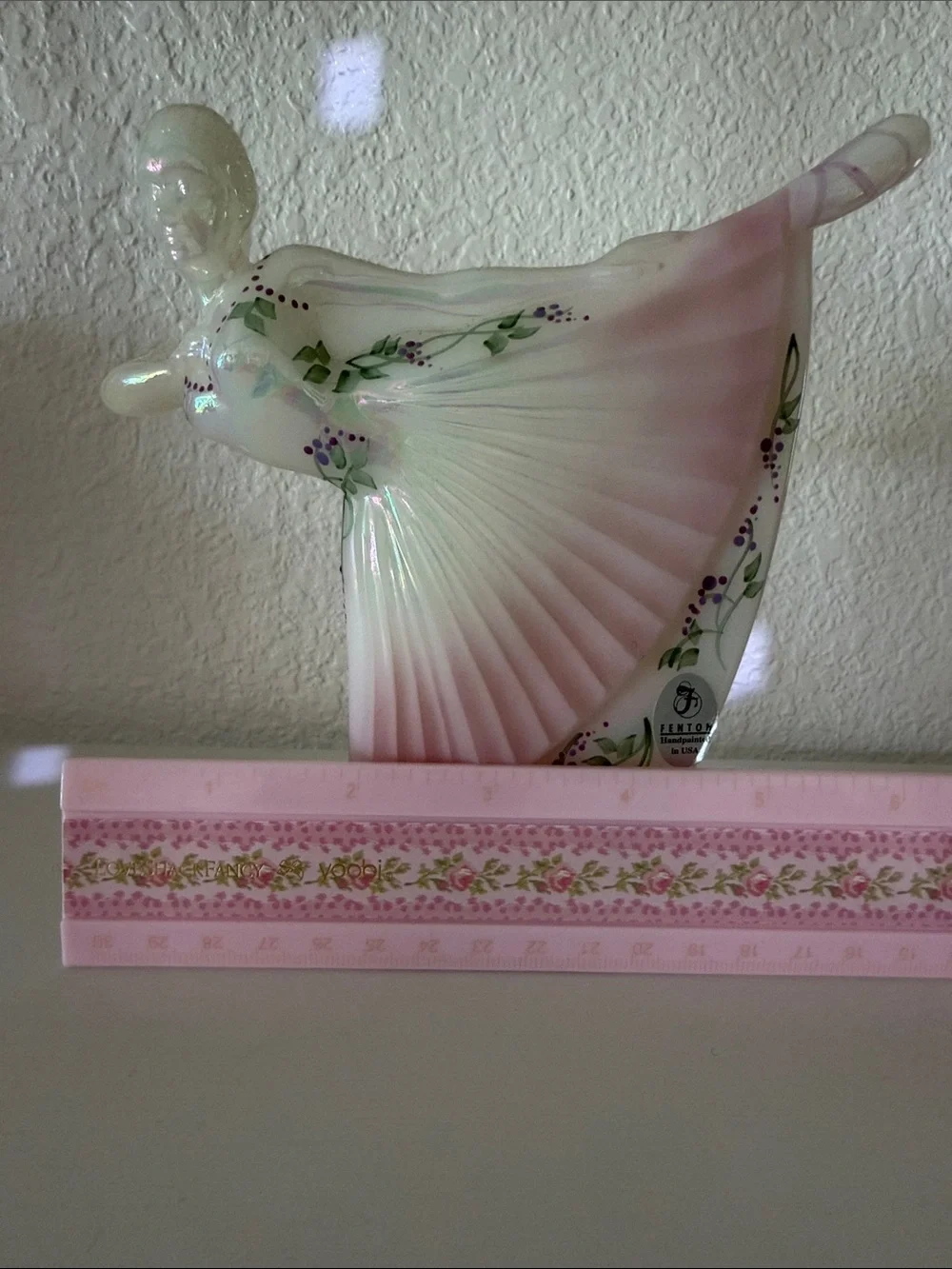 Fenton Pink and White Porcelain Ballerina Figurine with Floral Accents